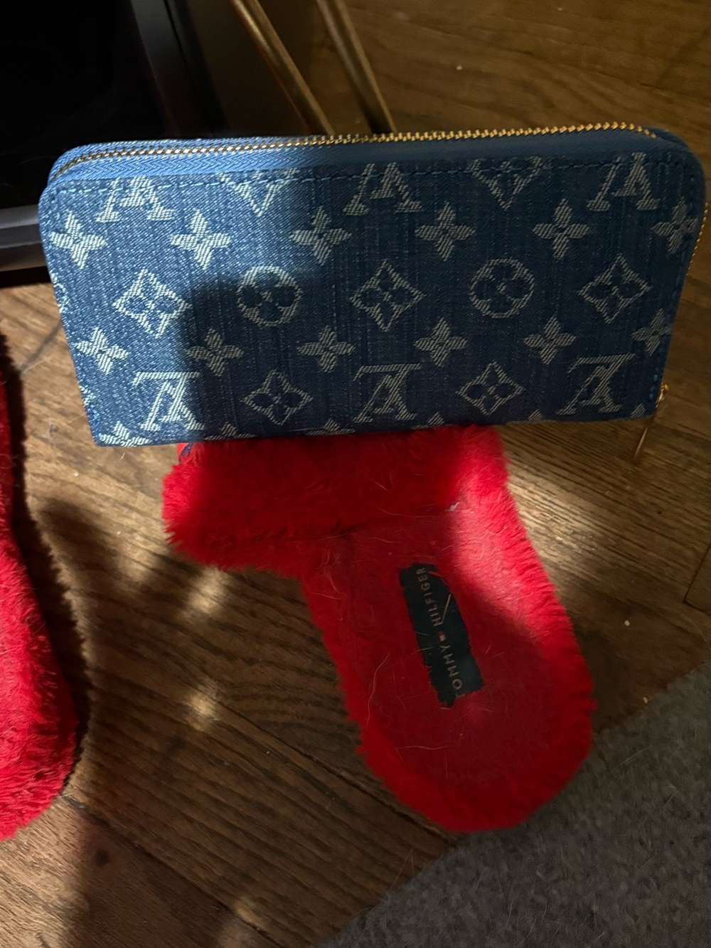 Blue Monogram Denim Zip Wallet